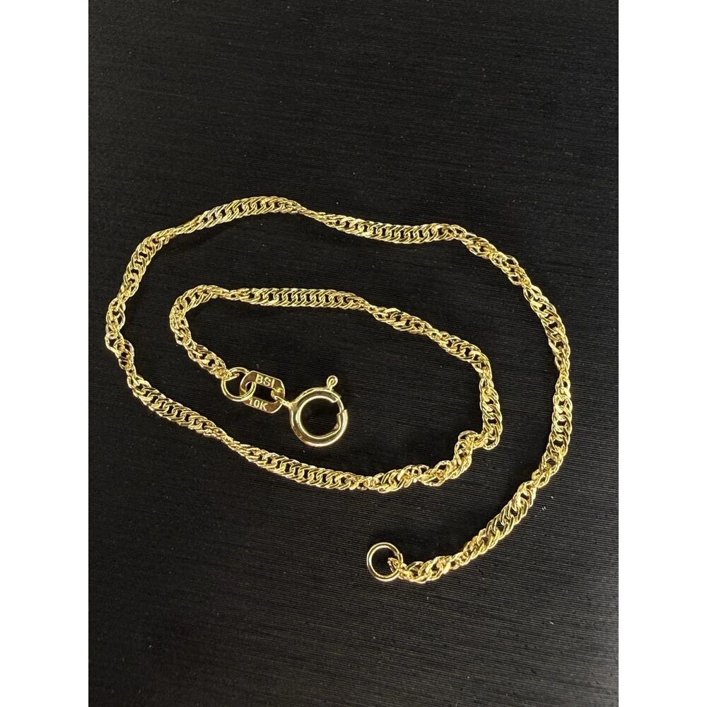 Jewelry Solid 10k Yellow Italian Gold Singapore Bracelet 7” Long 1.5mm Wide
